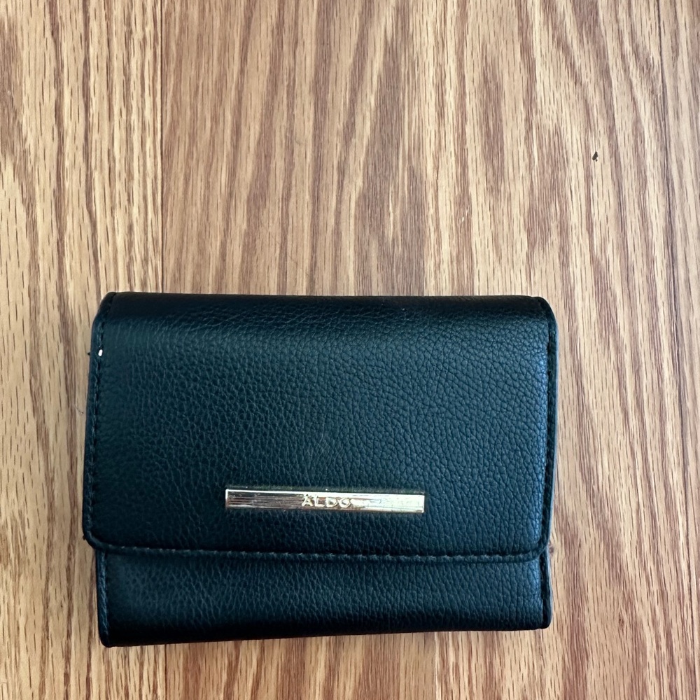Aldo Black Leather Card Holder